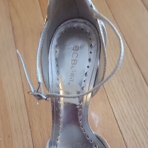 BCBGeneration Silver Heels with Ankle Strap